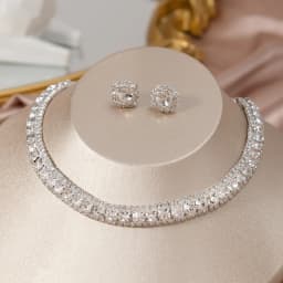 FYUAN Luxury Necklace Earrings Sets Green Crystal Necklace Women Weddings Bride Jewelry Accessories