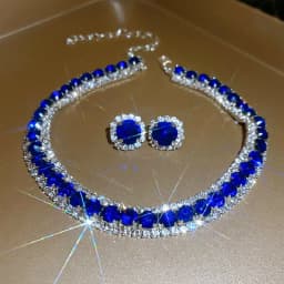 FYUAN Luxury Necklace Earrings Sets Green Crystal Necklace Women Weddings Bride Jewelry Accessories