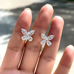 Huitan Crystal Butterfly Shaped Stud Earrings for Women Silver Color Dainty Female Ear Accessories Party Wedding Bridal Jewelry