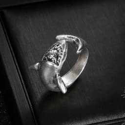 Vintage Shark Statement Rings For Men Women Adjustable Open Mouth Ring Jewelry Gift For Friends