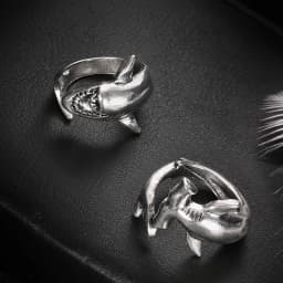 Vintage Shark Statement Rings For Men Women Adjustable Open Mouth Ring Jewelry Gift For Friends