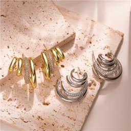 HECHENG, Modern Jewelry Brass Zircon Hoop Earrings New Trend Hot Selling Gold Color Fashion Drop Earrings For Women