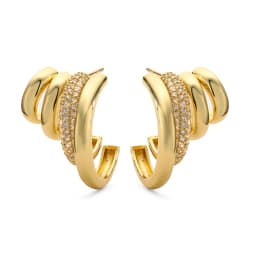HECHENG, Modern Jewelry Brass Zircon Hoop Earrings New Trend Hot Selling Gold Color Fashion Drop Earrings For Women