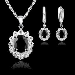 Elegant Princess Wedding Engagement Necklace Earrings  Jewelry Sets 925 Sterling Silver Color Cubic Zirconia Crystal Gifts