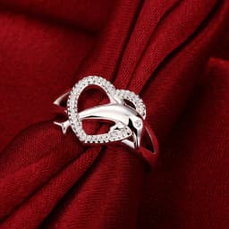 High quality 925 Sterling Silver fine Love dolphins heart Rings For Women Couple gifts Fashion Party wedding Jewelry