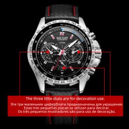 MEGIR Fashion Man's Quartz Analog Wristwatch Brand Waterproof Luxury Leather Watches for Men Casual Black Watch Male 1010
