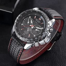 MEGIR Fashion Man's Quartz Analog Wristwatch Brand Waterproof Luxury Leather Watches for Men Casual Black Watch Male 1010