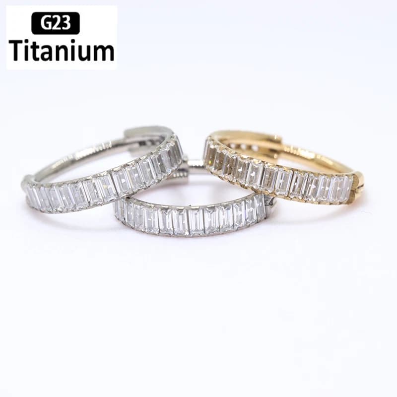 ASTM F136 Titanium Piercing Earrings Zircon Clicker Septum Nose Ring Conch Cartilage Tragus Helix Ear Piercing Body Jewelry 16G