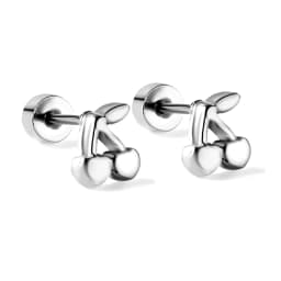 Cute Cherry Casual Women Earrings Gold Plated Stainless Steel Screw Back Aretes De Mujer Ear Stud Party Jewelry Gifts Waterproof