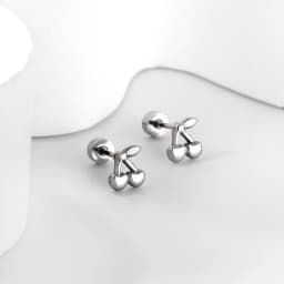 Cute Cherry Casual Women Earrings Gold Plated Stainless Steel Screw Back Aretes De Mujer Ear Stud Party Jewelry Gifts Waterproof