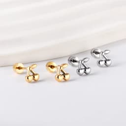 Cute Cherry Casual Women Earrings Gold Plated Stainless Steel Screw Back Aretes De Mujer Ear Stud Party Jewelry Gifts Waterproof