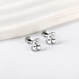 Cute Cherry Casual Women Earrings Gold Plated Stainless Steel Screw Back Aretes De Mujer Ear Stud Party Jewelry Gifts Waterproof