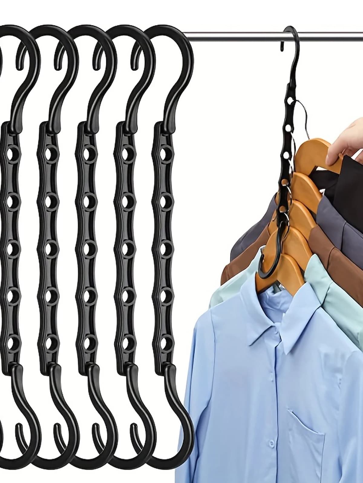 Space Saving Storage Hangers Multifunction Plastic Clothes Racks Rotary Organizer Hangers 5 Hole Magic Closet Wardrobe Organizer
