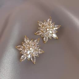 Exaggerated Luxury Crystal Flower Stud Earrings Women's Temperament Elegant Fashion Design Wedding Party Jewelry Valentine Gifts
