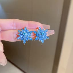 Exaggerated Luxury Crystal Flower Stud Earrings Women's Temperament Elegant Fashion Design Wedding Party Jewelry Valentine Gifts