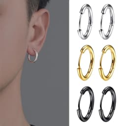 1Pair Punk Stainless Steel Round Circle Hoop Earrings For Men Women Not Fade Ear Rings Hip Hop Male Jewelry