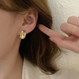 Simple Smooth Irregular Light Luxury Gold Color Earrings For Woman Korean Fashion Jewelry Goth Party Girls Unusual Accessory