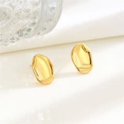 Simple Smooth Irregular Light Luxury Gold Color Earrings For Woman Korean Fashion Jewelry Goth Party Girls Unusual Accessory