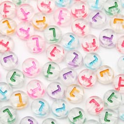 100Pcs 7mm Transparent Colorful A-Z Letter Acrylic Beads Round Flat Vowel Spacer Beads For Jewelry Making Diy Bracelet Necklace