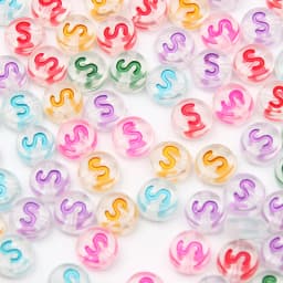 100Pcs 7mm Transparent Colorful A-Z Letter Acrylic Beads Round Flat Vowel Spacer Beads For Jewelry Making Diy Bracelet Necklace