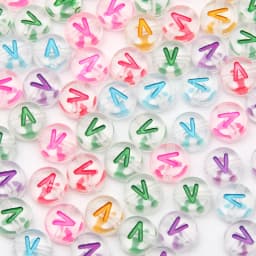 100Pcs 7mm Transparent Colorful A-Z Letter Acrylic Beads Round Flat Vowel Spacer Beads For Jewelry Making Diy Bracelet Necklace