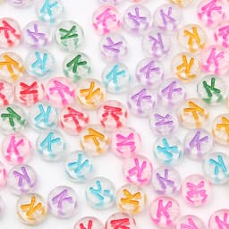 100Pcs 7mm Transparent Colorful A-Z Letter Acrylic Beads Round Flat Vowel Spacer Beads For Jewelry Making Diy Bracelet Necklace