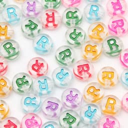 100Pcs 7mm Transparent Colorful A-Z Letter Acrylic Beads Round Flat Vowel Spacer Beads For Jewelry Making Diy Bracelet Necklace