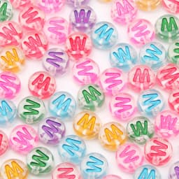 100Pcs 7mm Transparent Colorful A-Z Letter Acrylic Beads Round Flat Vowel Spacer Beads For Jewelry Making Diy Bracelet Necklace