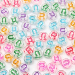 100Pcs 7mm Transparent Colorful A-Z Letter Acrylic Beads Round Flat Vowel Spacer Beads For Jewelry Making Diy Bracelet Necklace