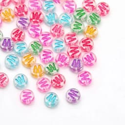 100Pcs 7mm Transparent Colorful A-Z Letter Acrylic Beads Round Flat Vowel Spacer Beads For Jewelry Making Diy Bracelet Necklace