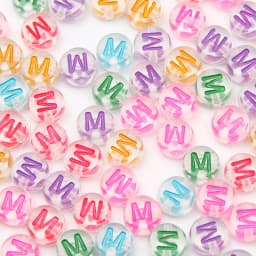 100Pcs 7mm Transparent Colorful A-Z Letter Acrylic Beads Round Flat Vowel Spacer Beads For Jewelry Making Diy Bracelet Necklace