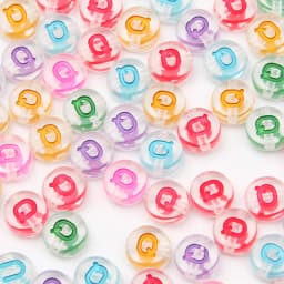 100Pcs 7mm Transparent Colorful A-Z Letter Acrylic Beads Round Flat Vowel Spacer Beads For Jewelry Making Diy Bracelet Necklace