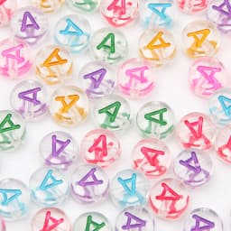 100Pcs 7mm Transparent Colorful A-Z Letter Acrylic Beads Round Flat Vowel Spacer Beads For Jewelry Making Diy Bracelet Necklace