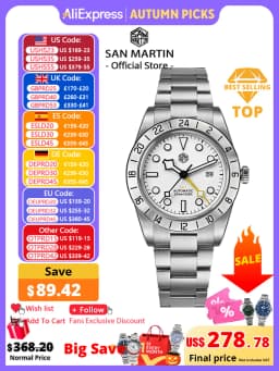 San Martin Upgraded 38.3mm BB GMT Hangzhou 6460 Men Automatic Mechanical Watches Sport Sapphire Luminous Waterproof 100m SN0054