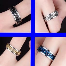 Titanium Steel Rotatable Chain Rings for Men Women Spinner Ring Anti Stress Multifunctional Rings Bottle Opener Ring Club Gift