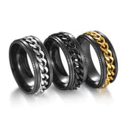 Titanium Steel Rotatable Chain Rings for Men Women Spinner Ring Anti Stress Multifunctional Rings Bottle Opener Ring Club Gift