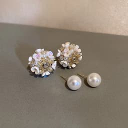 Elegant Imitation Pearl Earrings Women Double Side White Shell Pearl Stud Earrings Exquisite Ear Jewelry For Party Banquet A-