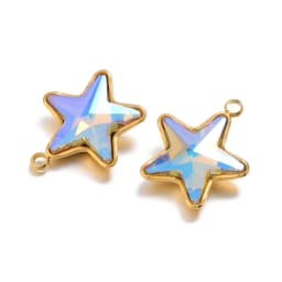 5Pcs Stainless Steel Star Glass Charms Pendants for DIY Fashion Jewelry Girl Gifts Necklace Materials Findings Bracelets Bulk