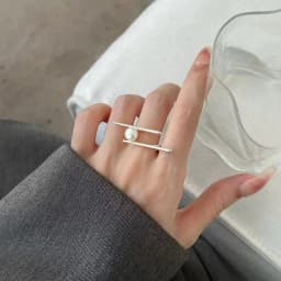BFCLUB Silver Color Unique Pearl Ring For Women Jewelry Finger Open Vintage Handmade Ring Allergy For Party Birthday Gift
