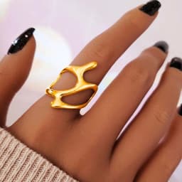 Punk Geometric Irregular Liquid Lava Waterdrop Shaped Open Rings For Women Vintage Silver Color Metal Rings Personality Jewelry