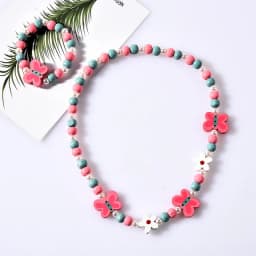 2pcs/Set Fashion Natural Wood Beads Jewelry Cute Animal Pattern Necklace Bracelet For Children Party Jewelry Girl Birthday Gift