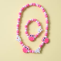 2pcs/Set Fashion Natural Wood Beads Jewelry Cute Animal Pattern Necklace Bracelet For Children Party Jewelry Girl Birthday Gift