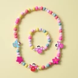 2pcs/Set Fashion Natural Wood Beads Jewelry Cute Animal Pattern Necklace Bracelet For Children Party Jewelry Girl Birthday Gift