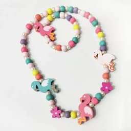 2pcs/Set Fashion Natural Wood Beads Jewelry Cute Animal Pattern Necklace Bracelet For Children Party Jewelry Girl Birthday Gift
