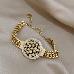 DODOHAO Stainless Steel Fashion Portrait Coin Wide Bracelets Bangles Exquisite 18K Gold Plated Women's Jewelry Cuff Bracelet