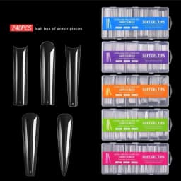 240Pcs Extra Long C Curve Nail Tips Clear False Nail Tips For Gel Acrylic Press On Nails Professional Home DIY With Box
