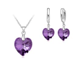 Love Heart Shape Women 925 Sterling Silver Color Bridal Jewelry Set For Wedding Fashion Crystal Pendants Necklaces Earring Set
