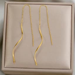 Fashion Stainless Steel Gold Color Long Tassel Earrings for Women Simple Geometric Unique Korean Earrings Wedding Jewelry Gifts
