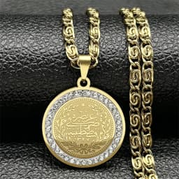 Colorful Crystal Saint Benedict Medal Necklace Women Men Stainless Steel Gold Color Chain Necklaces Jewelry San Benito N8391S05