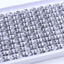 10/20/30/50Pcs Classic Fashion Stripe Hollow Colorful Sticker Stainless Steel Ring Trend Women Jewelry Party Decoration Gift